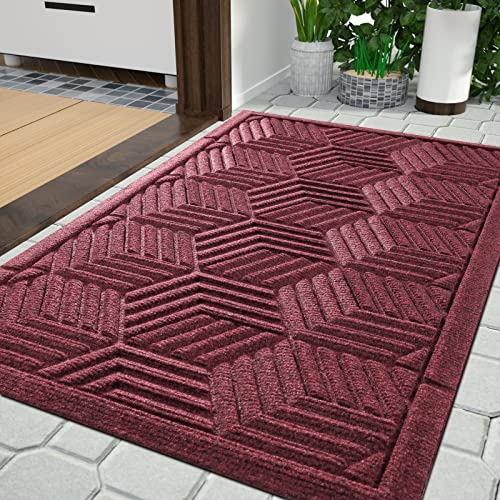 Yimobra Front Entrance Door Mat, All-Season Heavy Duty Outdoor Indoor Entryway Floor Mat, Durable Natural Rubber, Non Slip, Resi