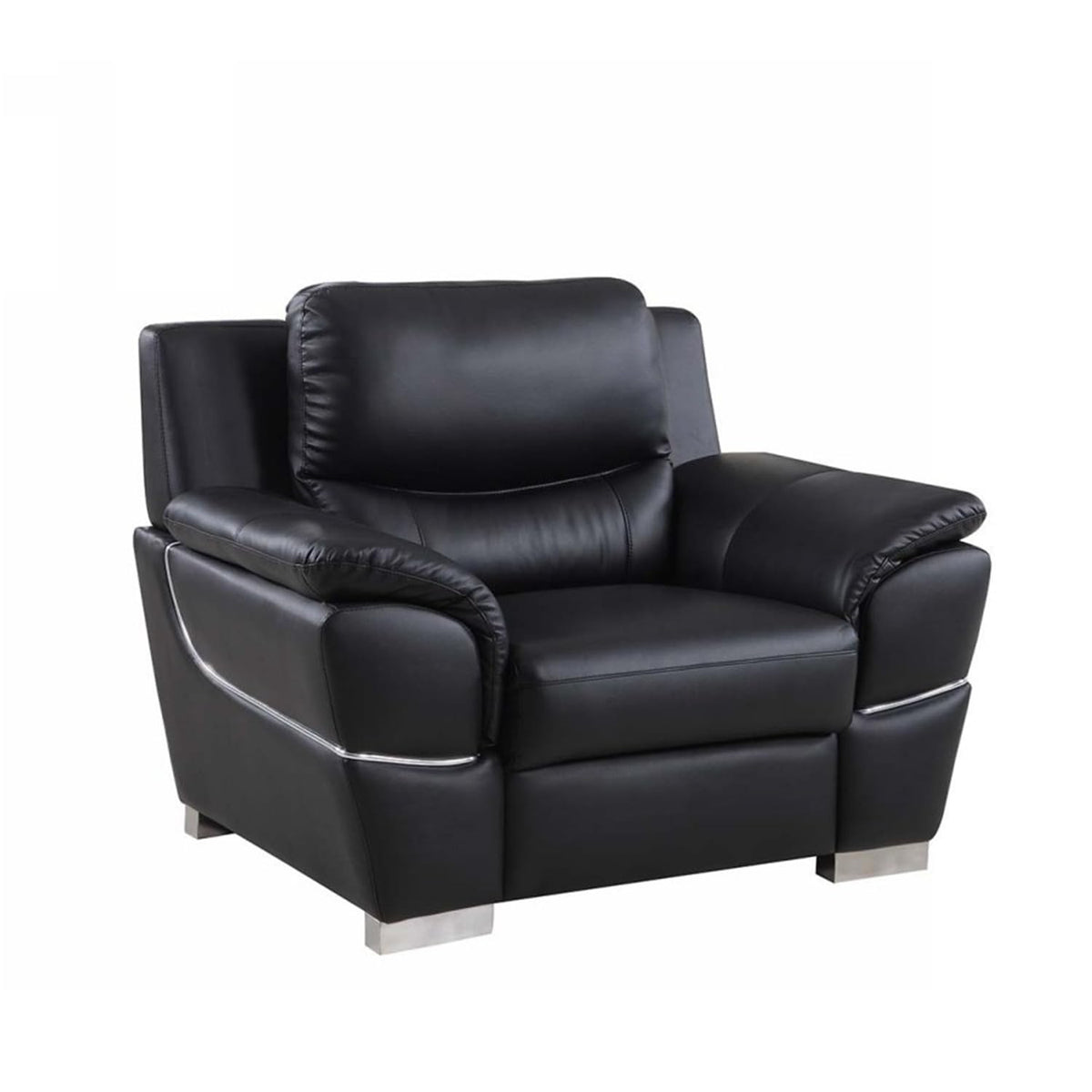 HomeRoots 37&quot; Chic Black Leather Chair