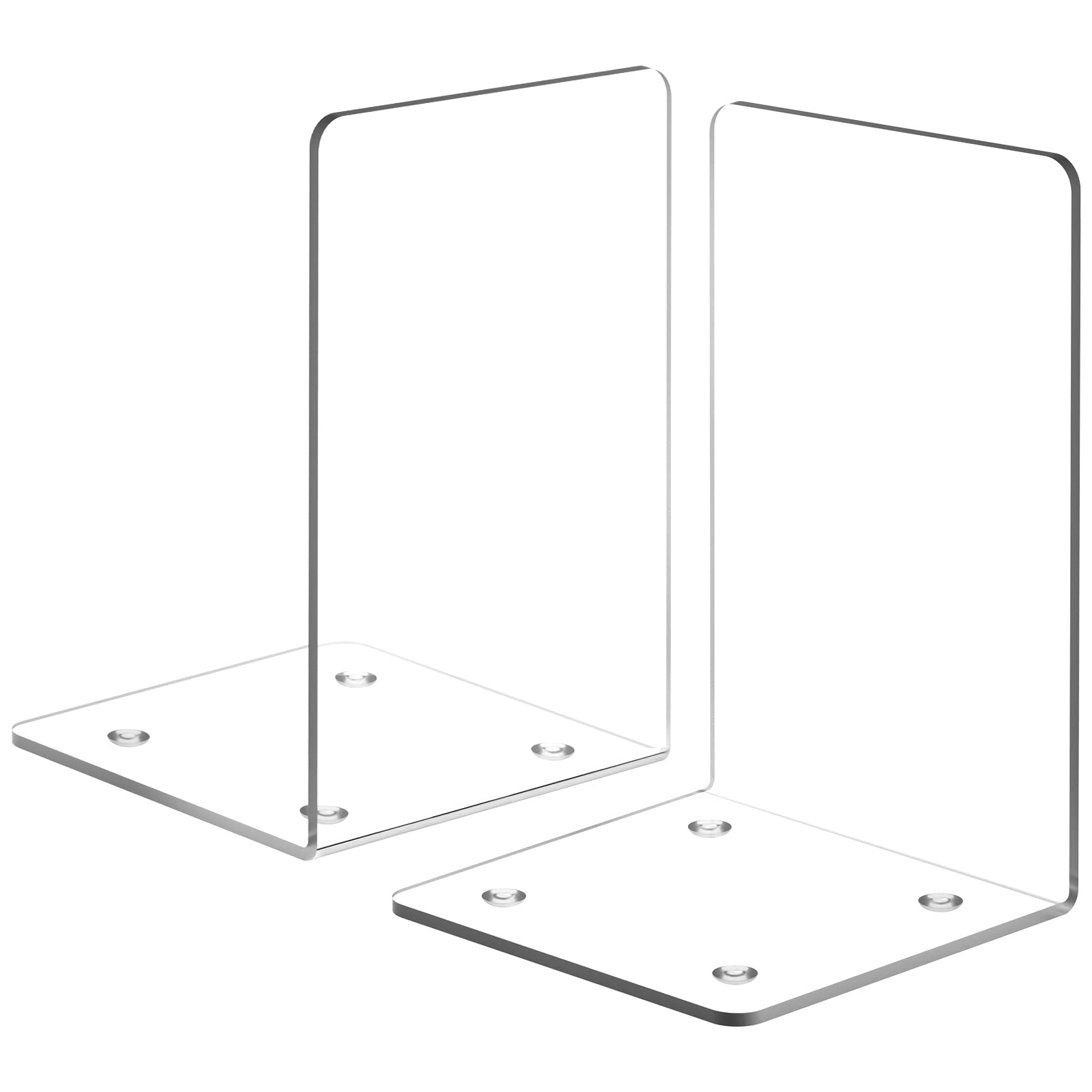 Acrylic Bookends 2 Pieces, Vfine Book Ends For Shelves, Clear Bookends For Shelves Decor Book Ends For Desktop Organizer, Book S
