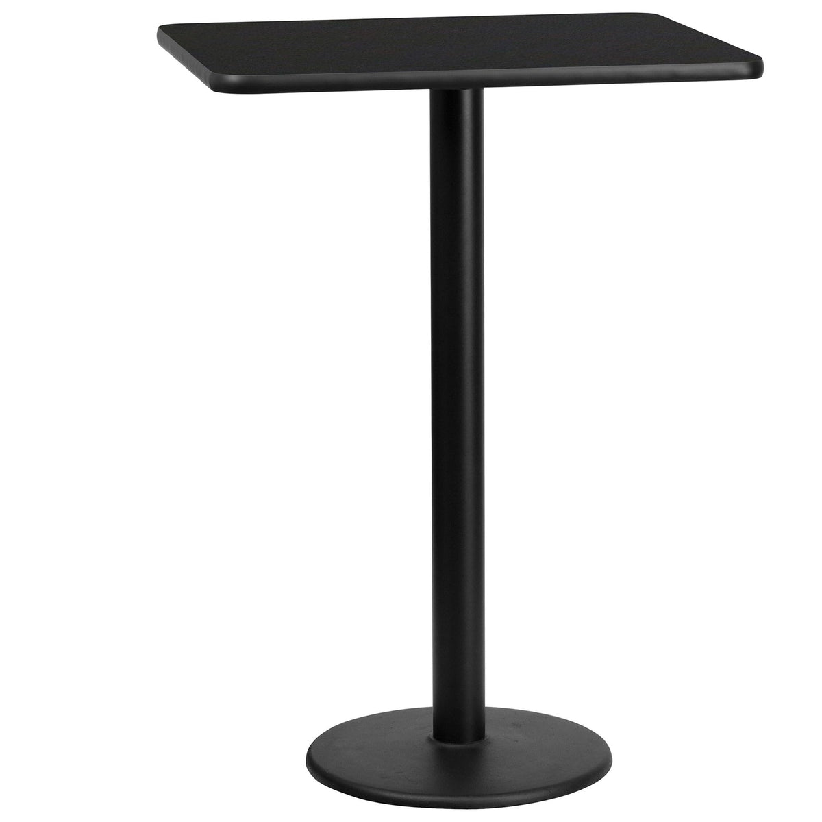 Flash Furniture Stiles 24'' x 30'' Rectangular Black Laminate Table Top with 18'' Round Bar Height Table Base