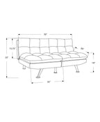 Monarch Specialties Armless Convertible Biscuit-Tufted Pillow Top-Multi-Position Split-Back Futon Sofas, 70' L, Dark Grey Linen-Look