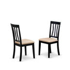East West Furniture Suan5-Bch-C 5 Piece Kitchen Table & Chairs Set Includes A Round Dining Table With Dropleaf & Shelves And 4 Linen Fabric Dining Room Chairs, 42X42 Inch, Black & Cherry