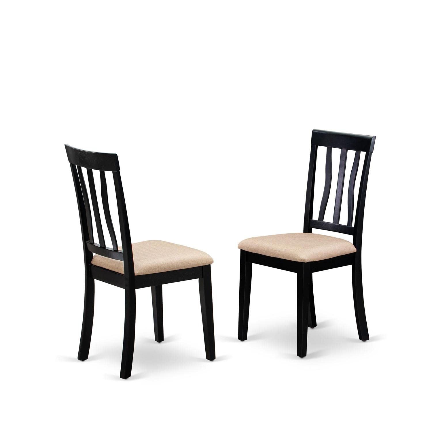 East West Furniture SHAN5-BLK-C 5 Piece Kitchen Table & Chairs Set Includes a Round Dining Room Table with Pedestal and 4 Linen Fabric Upholstered Chairs, 42x42 Inch, Black