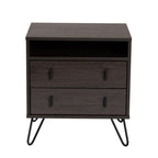 Baxton Studio Glover Modern and Contemporary Dark Brown Finished Wood and Rose Gold-Tone Finished Metal 2-Drawer Nightstand