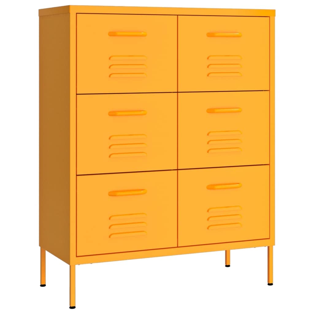 Furniking Drawer Cabinet Mustard Yellow 31.5&quot;x13.8&quot;x40&quot; Steel