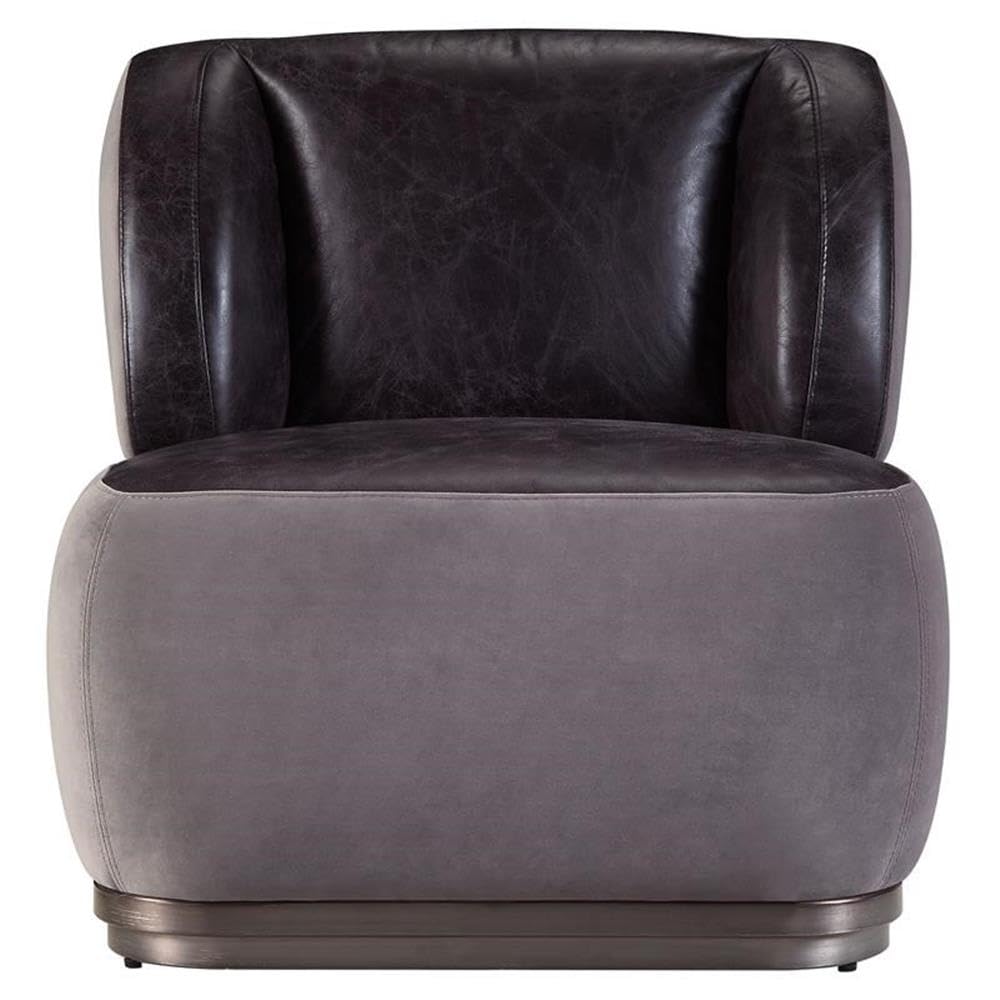 Acme Decapree Top Grain Leather Accent Chair in Antique Slate and Gray