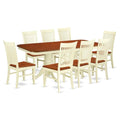 East West Furniture NAWE9-BMK-W 9 Piece Kitchen Table Set Includes a Rectangle Dining Table with Butterfly Leaf and 8 Dining Room Chairs, 40x78 Inch, Buttermilk & Cherry