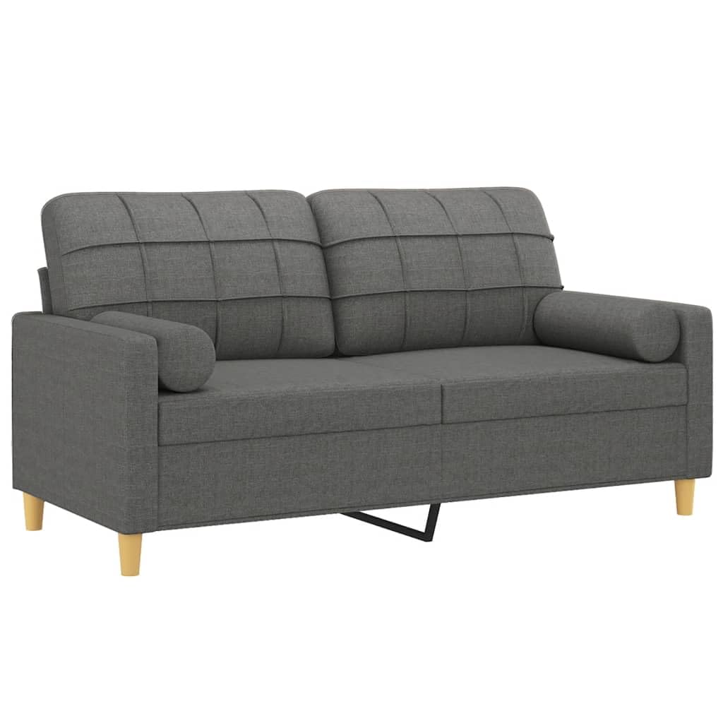 vidaXL 2-Seater Modern Sofa with Throw Pillows - Light Gray Fabric Upholstery - Durable Metal Frame - Comfortably Seats Two