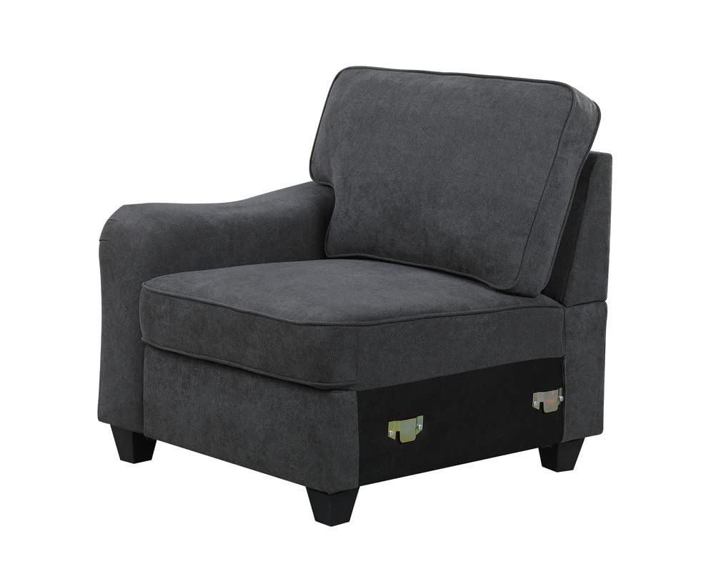 Lilola Home Leo Dark Gray Woven 8Pc Modular L-Shape Sectional Sofa and Ottoman