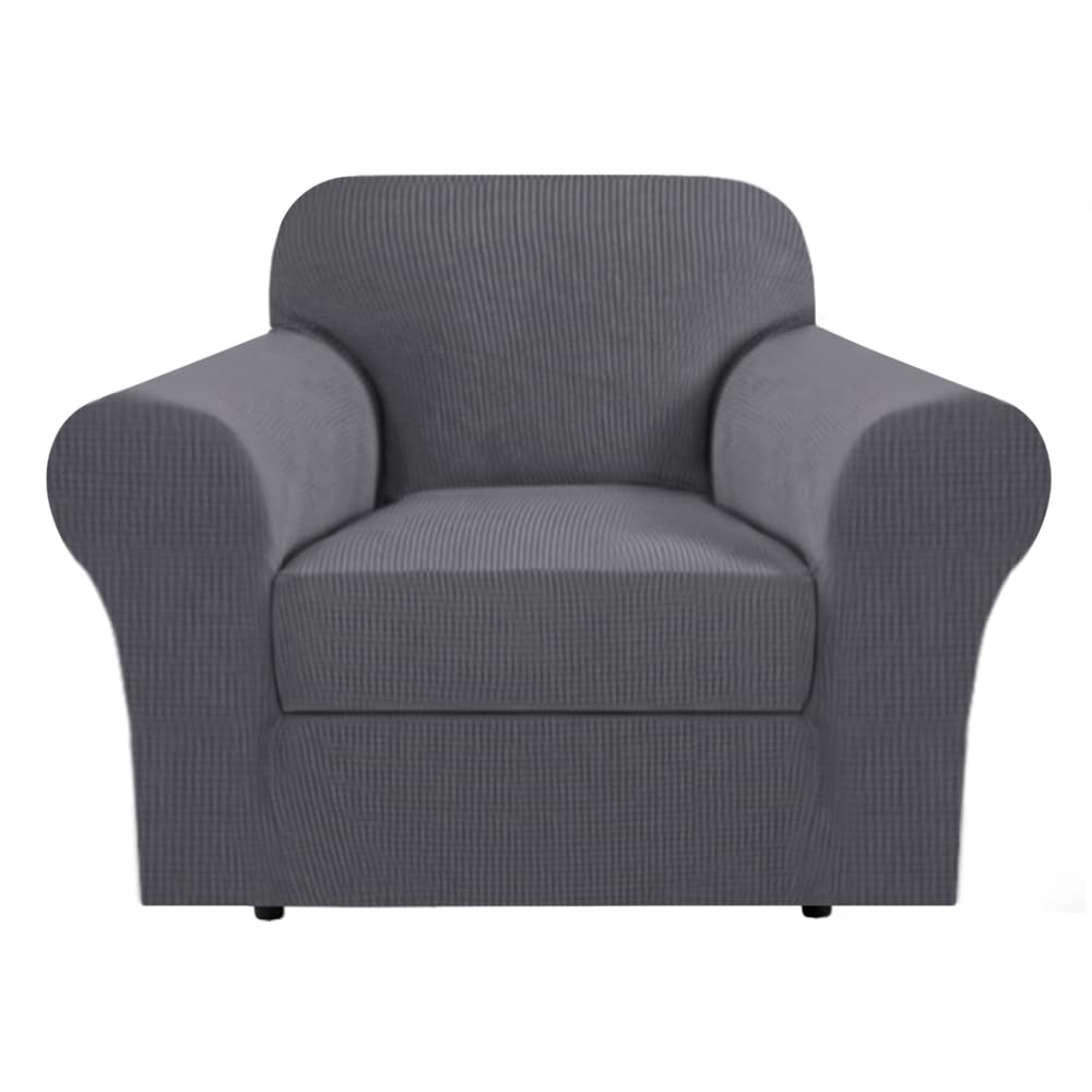 H.Versailtex Stretch Armchair Cover 2 Piece Chair Covers For Living Room Armchair Furniture Cover Suit For T Cushion/Box Cushion