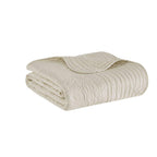 Madison Park Madison Park Luxe Quilted Throw Blanket - Damask Stitching Design, Cotton Filled Spread, Ultra Soft, Cozy Bedding For Living Room Couch, Sofa, Bed, 60X72', Scalloped Borders Cream