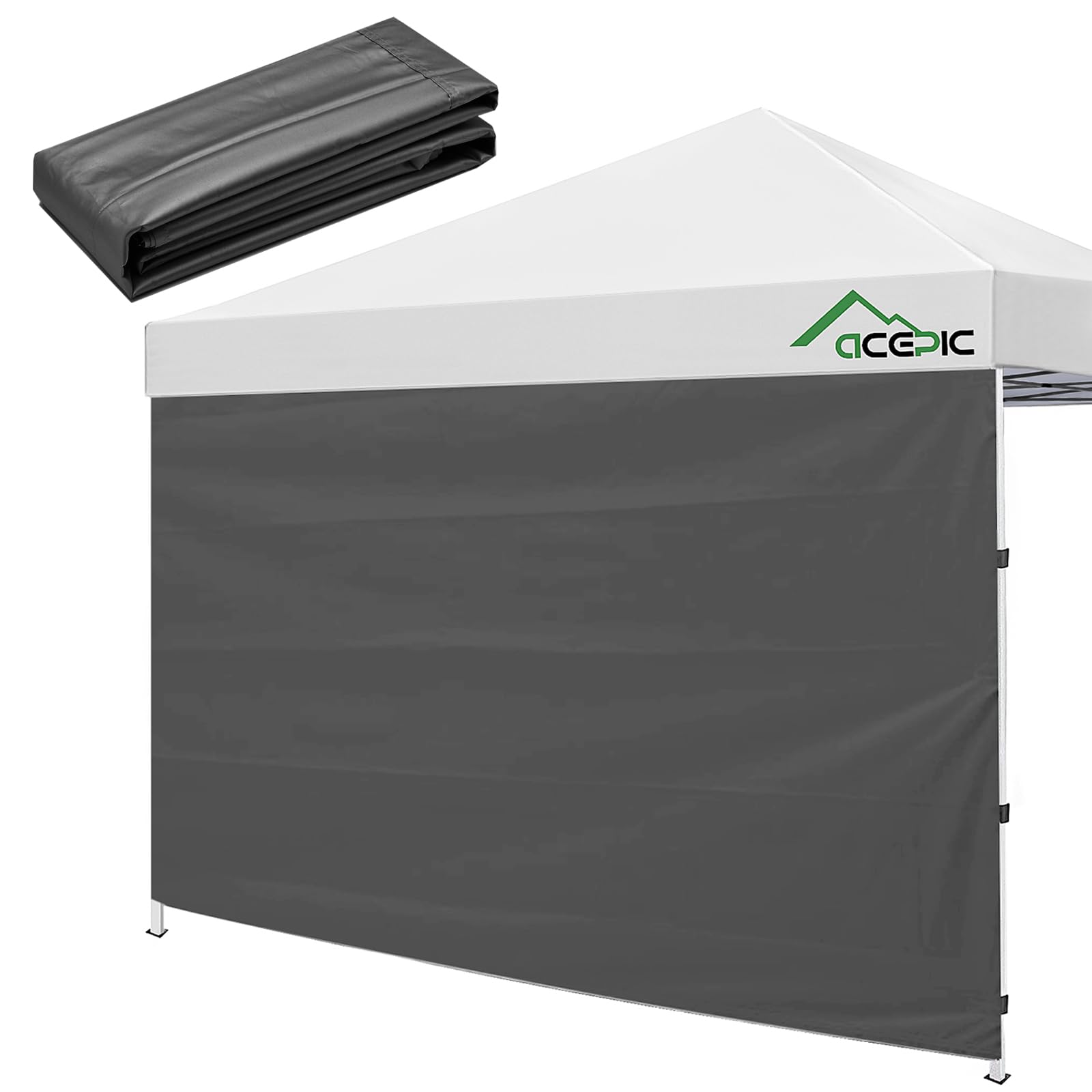 Acepic Instant Canopy Tent Sidewalls For 10X10 Ft Pop Up Canopy, 210D Polyester Waterproof, Grey(1Pcs Sidewall Only, Canopy Tent