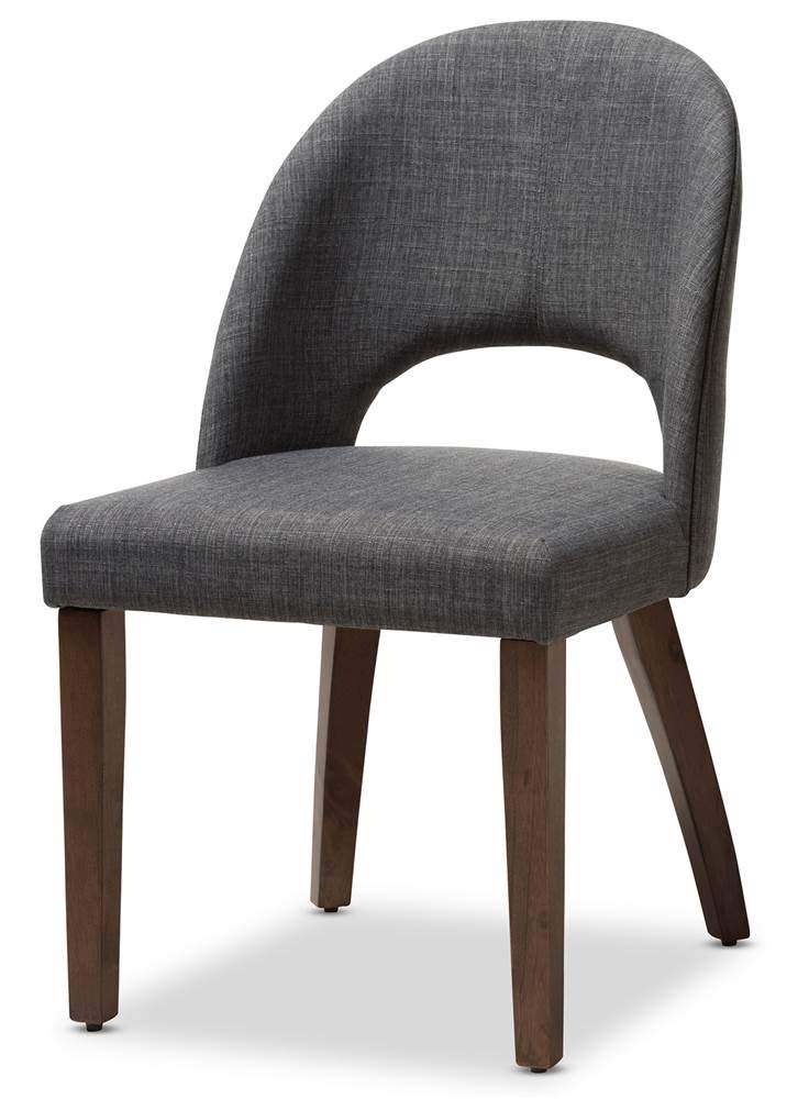 Baxton Studio Wesley Mid-Century Modern Dark Grey Fabric Upholstered Walnut Finished Wood 5-Piece Dining Set