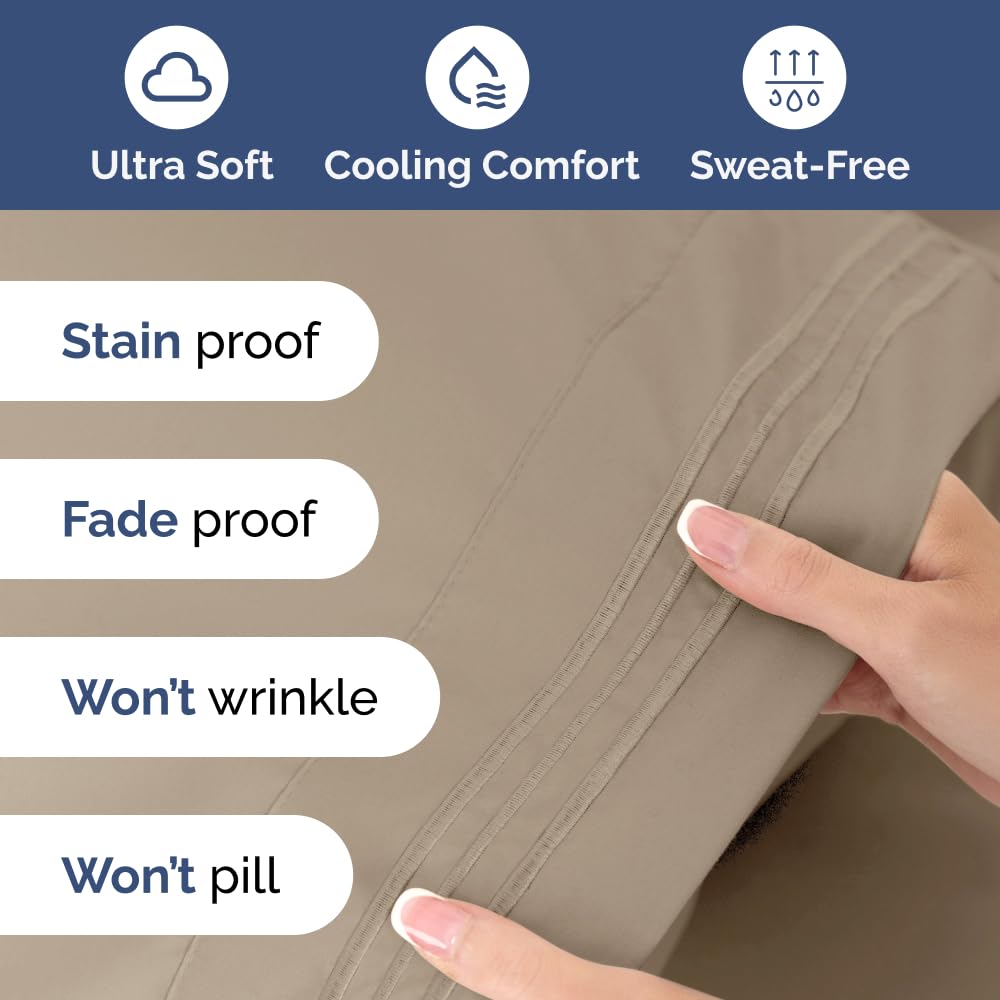Extra Deep Pocket King Sheets - 4 Piece Breathable & Cooling Bed Sheets - Hotel Luxury Bed Sheet Set - Soft, Wrinkle Free & Comfy - Easily Fits Extra Deep Mattresses - Deep Pocket Cream Sheets Set