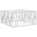 vidaXL Stainless Steel & Tempered Glass Coffee Table - Modern Silver Square Side Table for Living Room, Easy Clean 39.4"x39.4"x19.7"