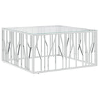 vidaXL Stainless Steel & Tempered Glass Coffee Table - Modern Silver Square Side Table for Living Room, Easy Clean 39.4"x39.4"x19.7"