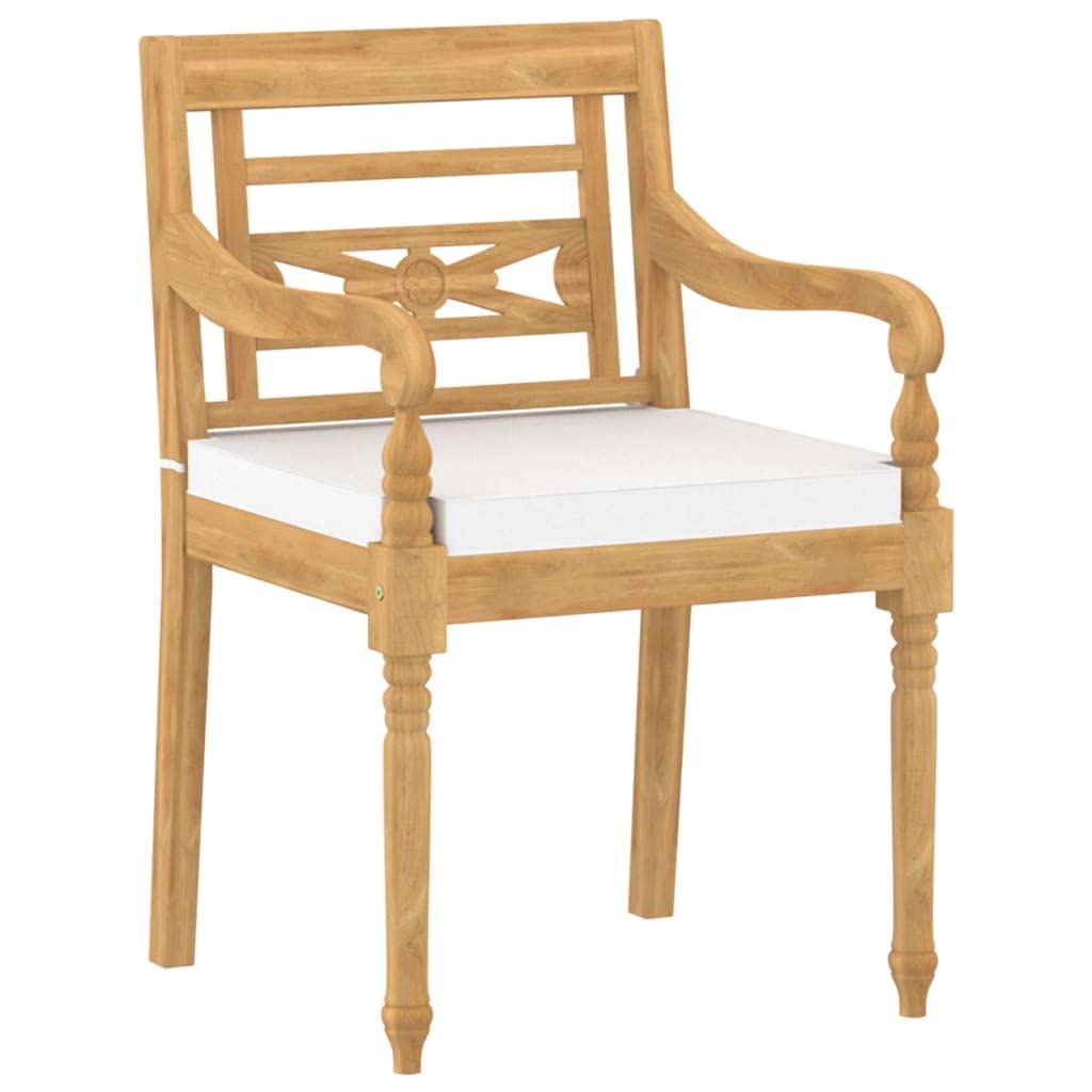 vidaXL 8X Solid Teak Wood Batavia Chairs with Cushions Outdoor Patio Garden Terrace Kitchen Wooden Seat Seating Sitting Dinner Chair Furniture