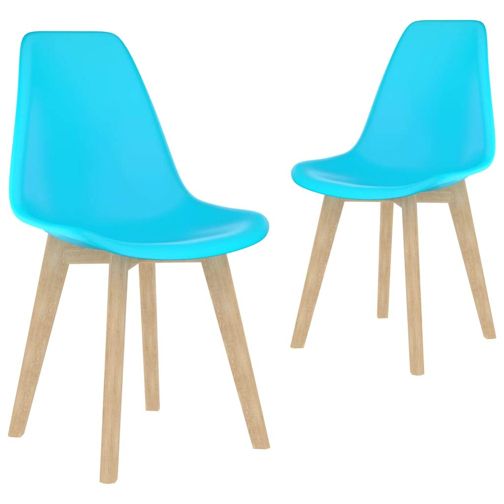 vidaXL 4X Dining Chair Turquoise Solid Wood Leg Plastic Seat Kitchen Furniture