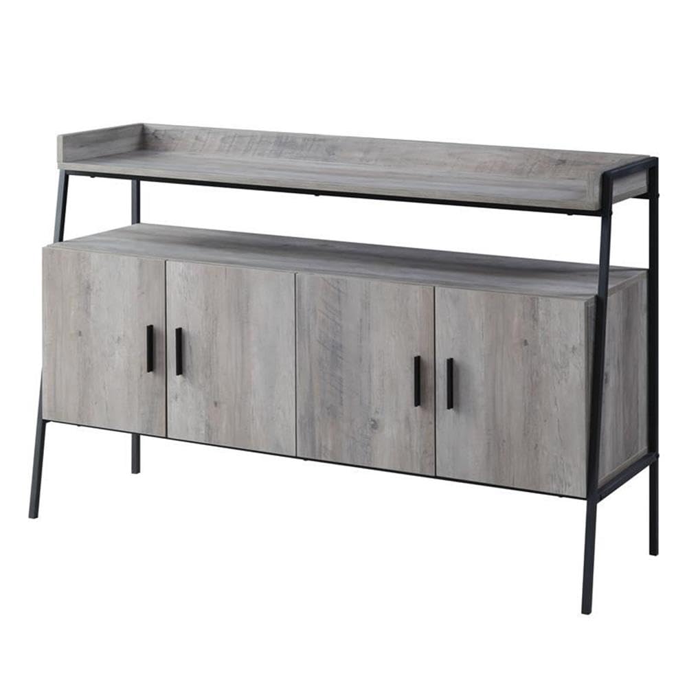 Acme Samiya Wooden 1-Shelf TV Stand with 4 Doors in Gray Oak and Black