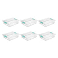Sterilite Large Clip Box, Stackable Small Storage Bin with Latching Lid, Plastic Container to Organize Paper, Office, Clear Base