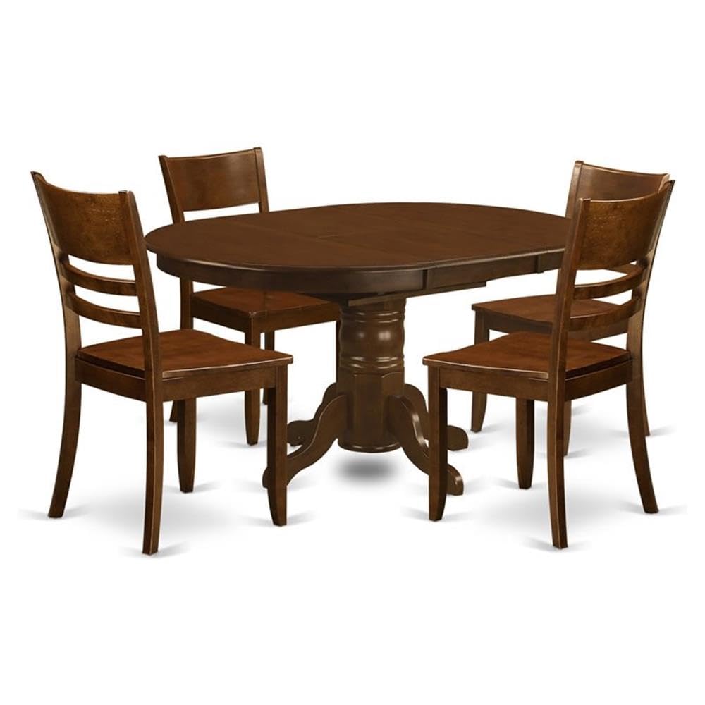 East West Furniture KELY5-ESP-W 5 Piece Dinette Set for 4 Includes an Oval Dining Room Table with Butterfly Leaf and 4 Kitchen Dining Chairs, 42x60 Inch, Espresso