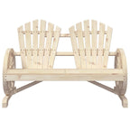 vidaXL Solid Fir Wood Patio Adirondack Chair-Brown 2-Seater for Garden/Deck/Pool, with Ergonomic Design and Wagon-Wheel Armrests