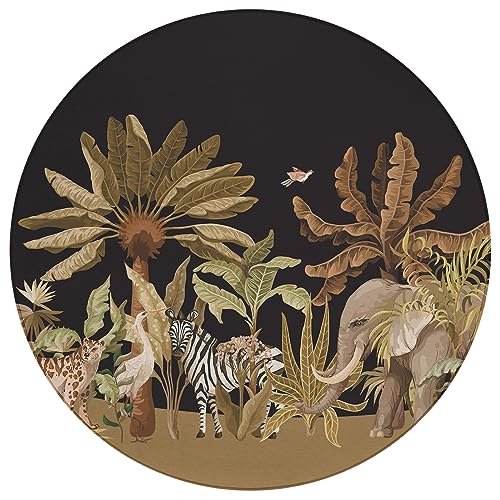 Dalyn Rugs Tropics Tc8 Black 8' X 8' Indoor Outdoor Round Rug, Easy Clean, Machine Washable, Non Shedding, Bedroom, Living Room, Dining Room, Kitchen, Patio Rug