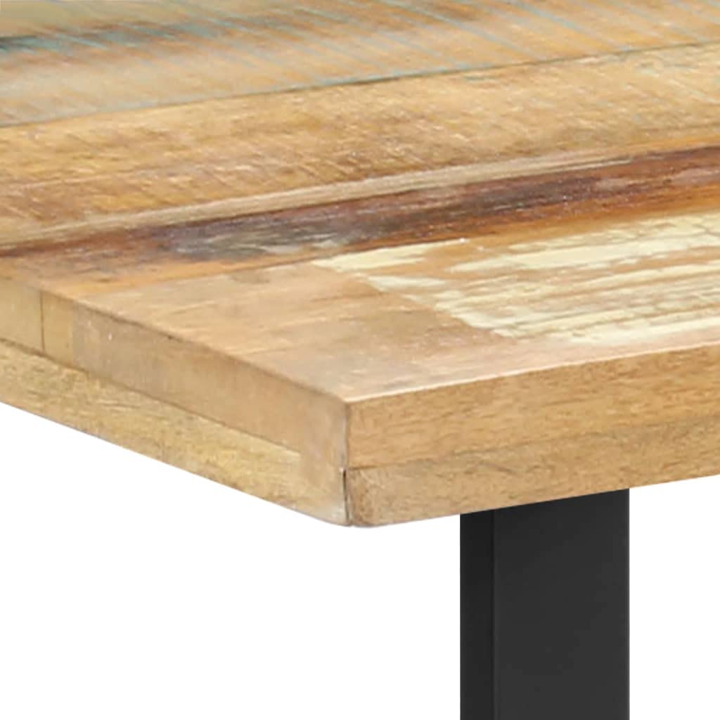 vidaXL Industrial Design Dining Table, Solid Reclaimed Wood with Weathered Texture, Powder-Coated Steel Legs, Multicolor, Retro Style