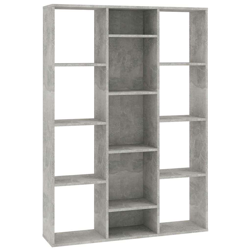 Vidaxl Book Cabinet, Bookcase For Living Room, Display Bookshelf Storage Organizer, Modern Scandinavian Style, Concrete Gray Engineered Wood