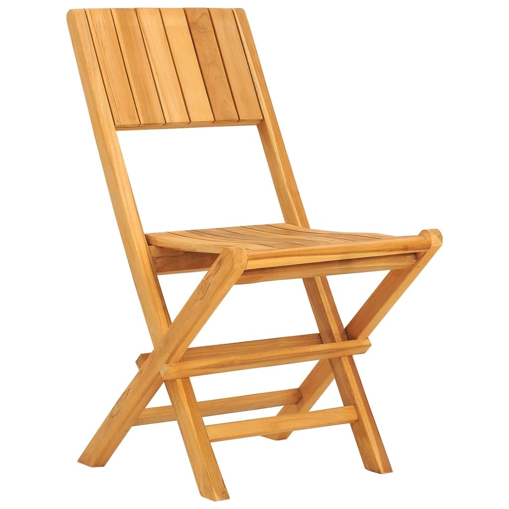 vidaXL Folding Patio Chairs in Solid Teak Wood - 2-Piece Outdoor Lounge Seating Set with Backrest Support for Garden, Deck, and Patio - 18.5"x24"x35.4"
