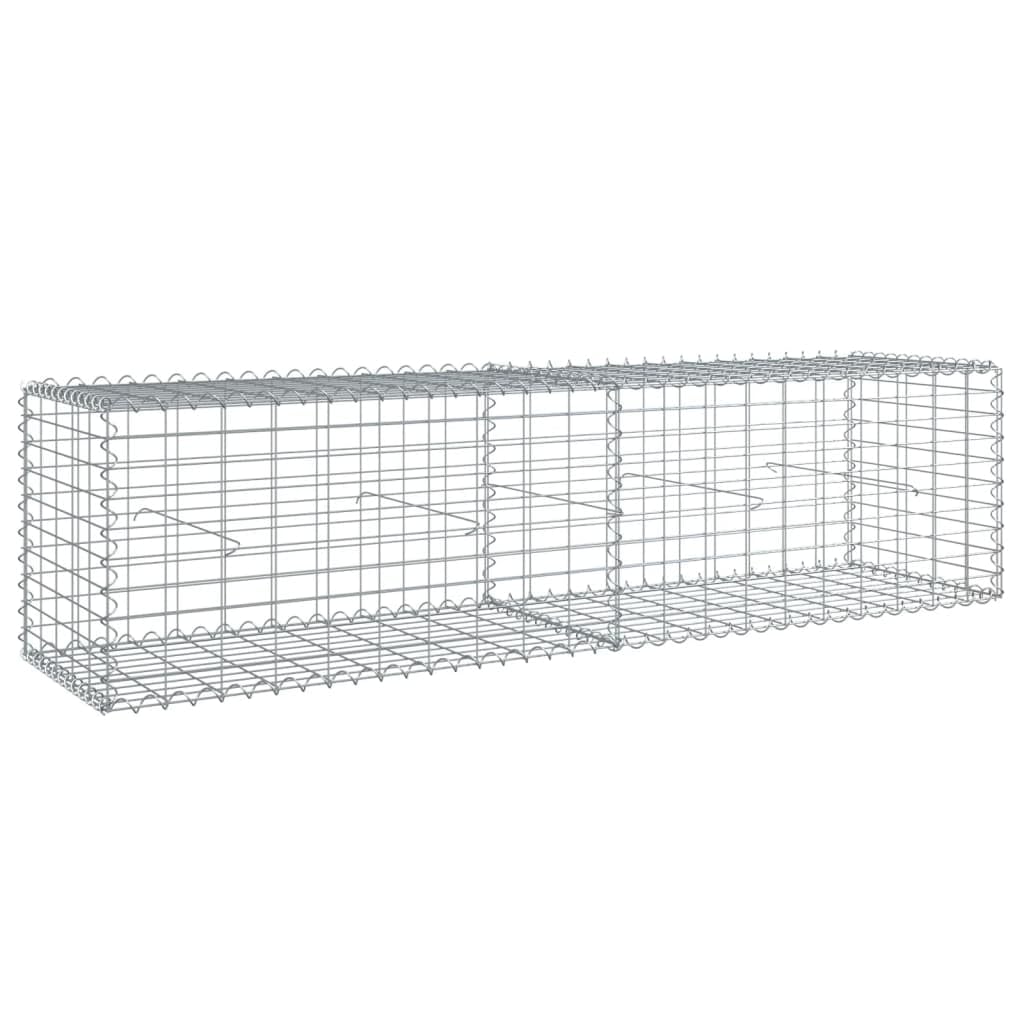 Vidaxl Gabion Basket With Cover - Versatile Outdoor Decoration/Structure - Galvanized Iron - 78.7'X19.7'X19.7' - Silver