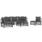 vidaXL 6-Piece Anthracite Patio Lounge Set - Modular Design with Thickly Padded Cushions & Durable Steel Frame - Modern Outdoor Garden Lounge Furniture Set