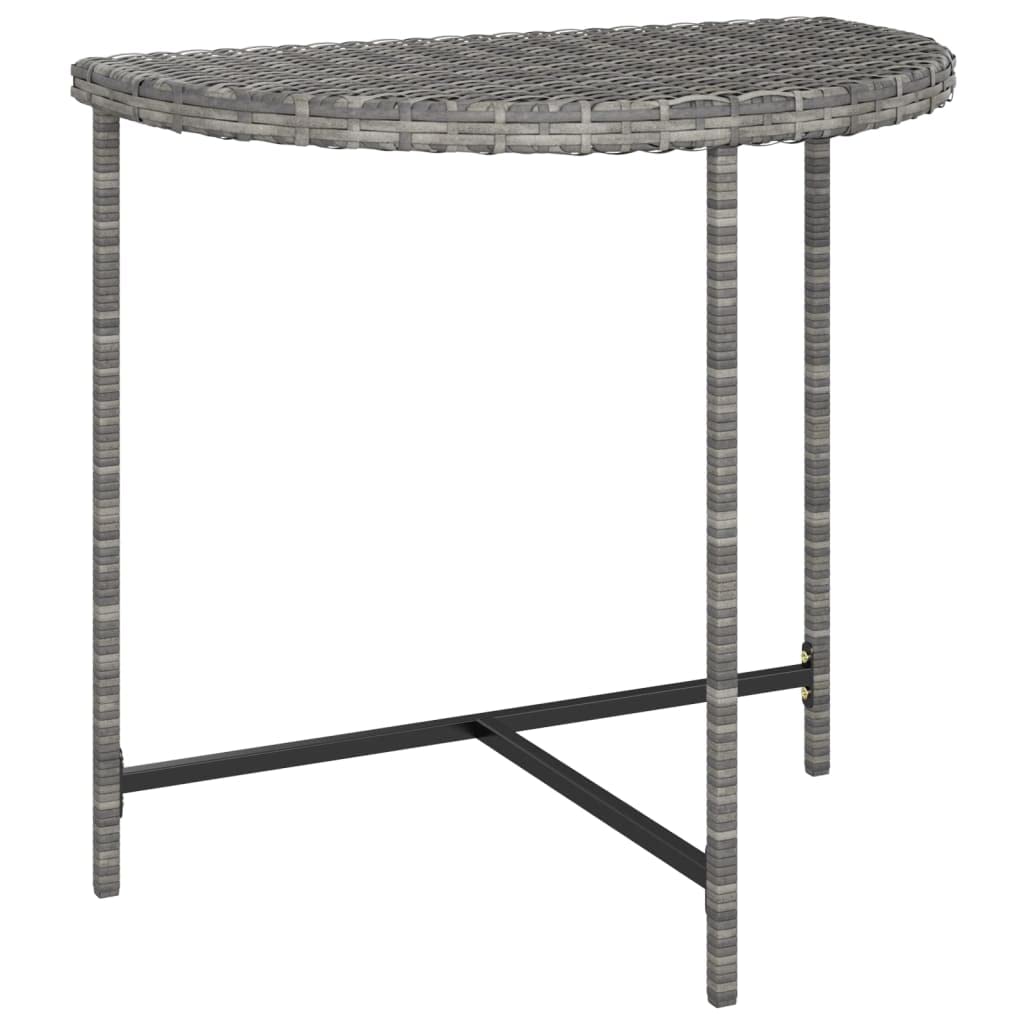 vidaXL Garden Table for Patio, Poly Rattan Material in Gray, Outdoor Furniture with Powder Coated Steel Frame, Assembly Required, Dimensions 31.5"x19.7"x29.5"