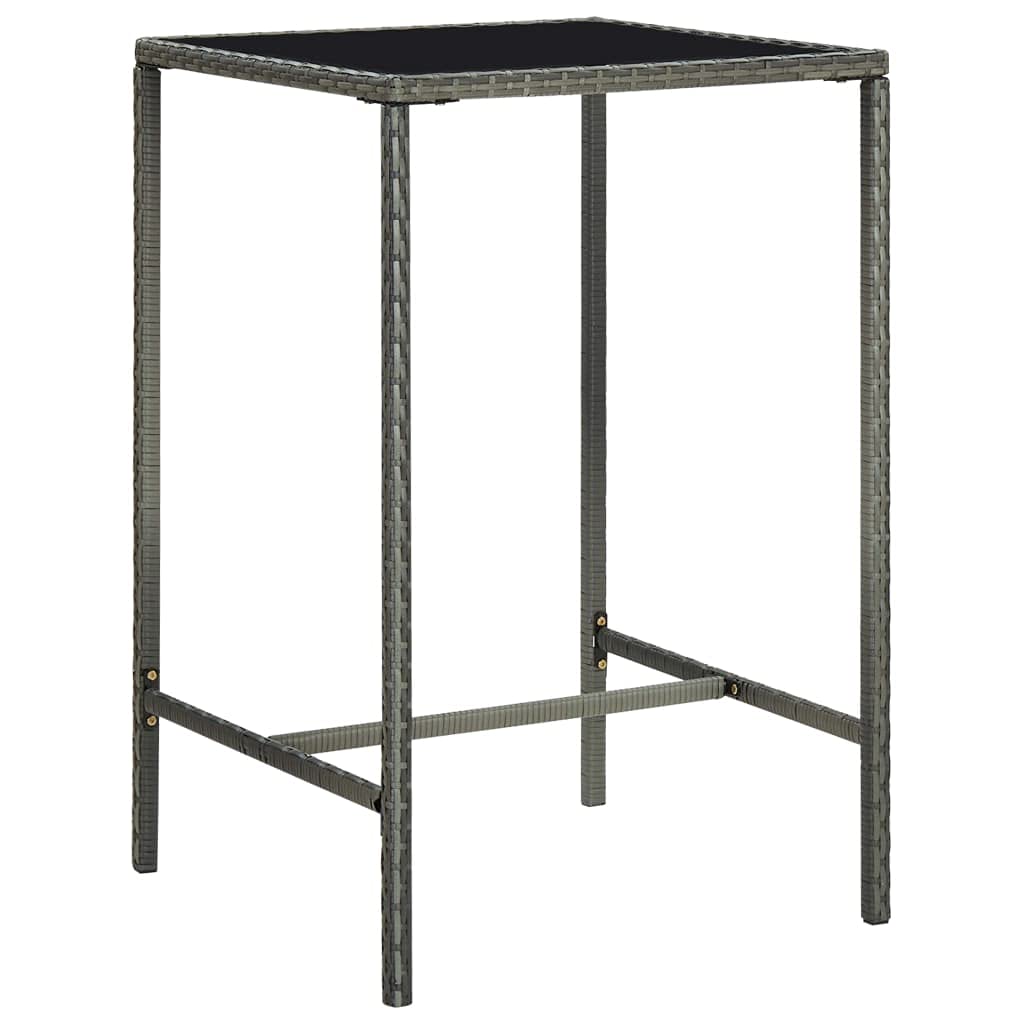 vidaXL Patio Bar Set 3 Piece, Bar Stool for Outdoor Garden Backyard, Bistro Set with Cushions, Bar Table, Farmhouse Modern Style, Poly Rattan Gray