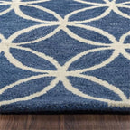 Rizzy Home Alora Decor Holland 8' Round Geometric Blue/Ivory Hand-Tufted Area Rug