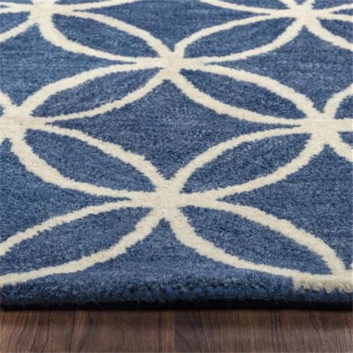 Rizzy Home Alora Decor Holland 8' Round Geometric Blue/Ivory Hand-Tufted Area Rug