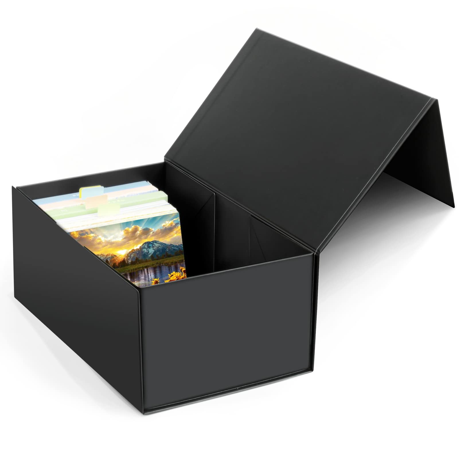 4X6 Index Card Holder, Index Card Storage Box 4 X 6 Inches, Fits 1200 Flash Cards - 1 Pack, Black