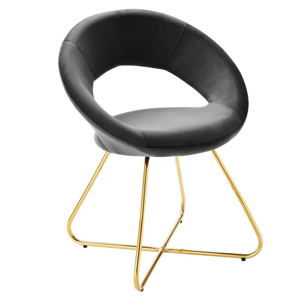 Modway Nouvelle 19" Velvet Dining Chairs in Gold/Charcoal (Set of 2)