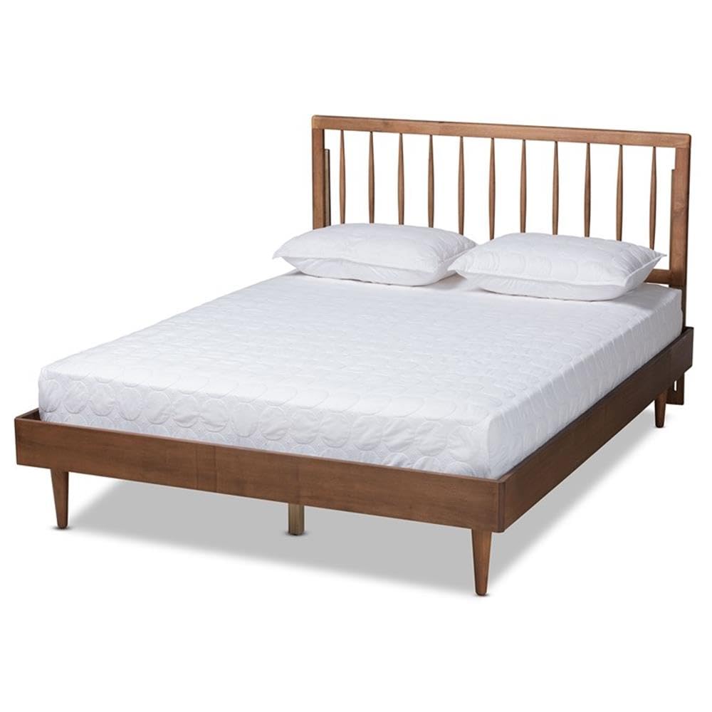 Baxton Studio Sora Mid-Century Modern Ash Walnut Finished Wood King Size Platform Bed