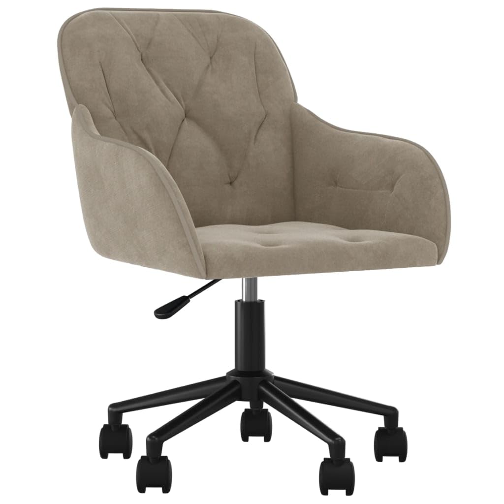 vidaXL Swivel Office Chair in Light Grey Velvet