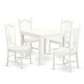 East West Furniture OXDO5-LWH-W 5 Piece Dining Room Table Set Includes a Square Kitchen Table and 4 Dining Chairs, 36x36 Inch, Linen White