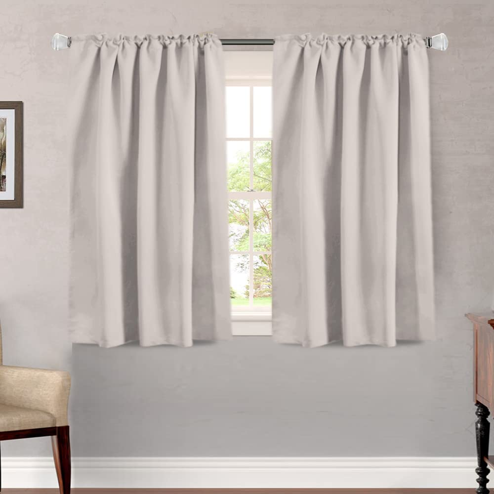 H.Versailtex Blackout Curtains Thermal Insulated Window Treatment Panels Room Darkening Blackout Drapes For Living Room Back Tab/Rod Pocket Bedroom Draperies, 52 X 45 Inch, Stone, 2 Panels