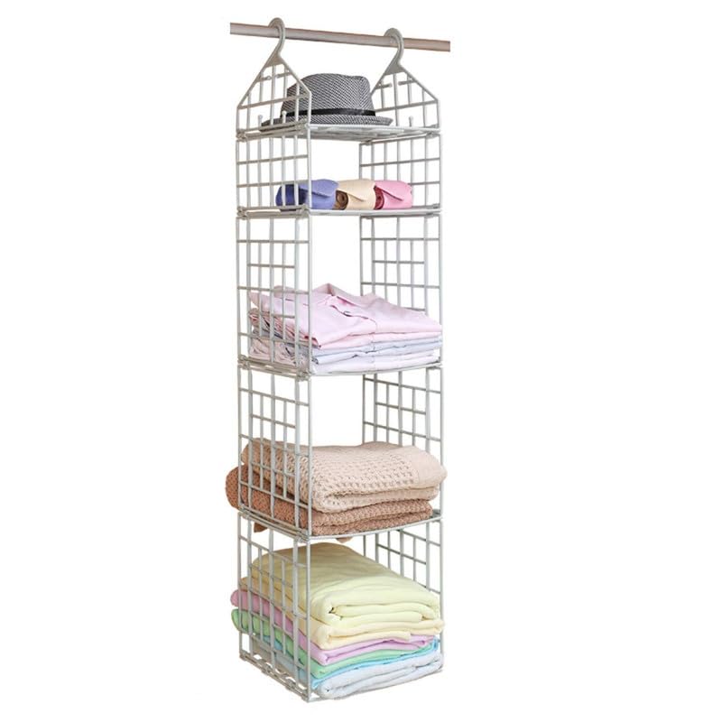 Akshar Guru 5 Layer Folding Plastic Clothes Storage Rack | Hanging Wardrobe Organizer For Closet | Space Saving Shelves For Clot
