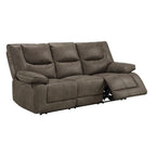 Acme Harumi Fabric Horizontal Tufted Power Reclining Sofa in Gray