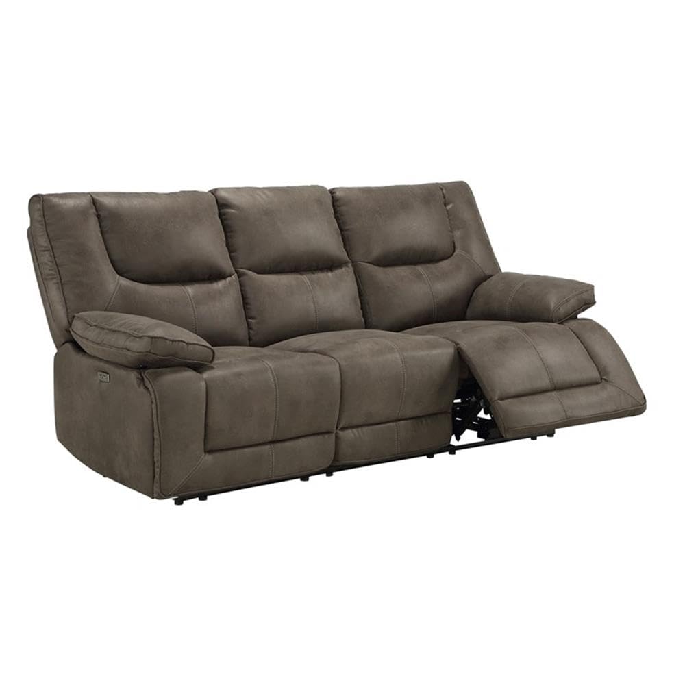 Acme Harumi Fabric Horizontal Tufted Power Reclining Sofa in Gray