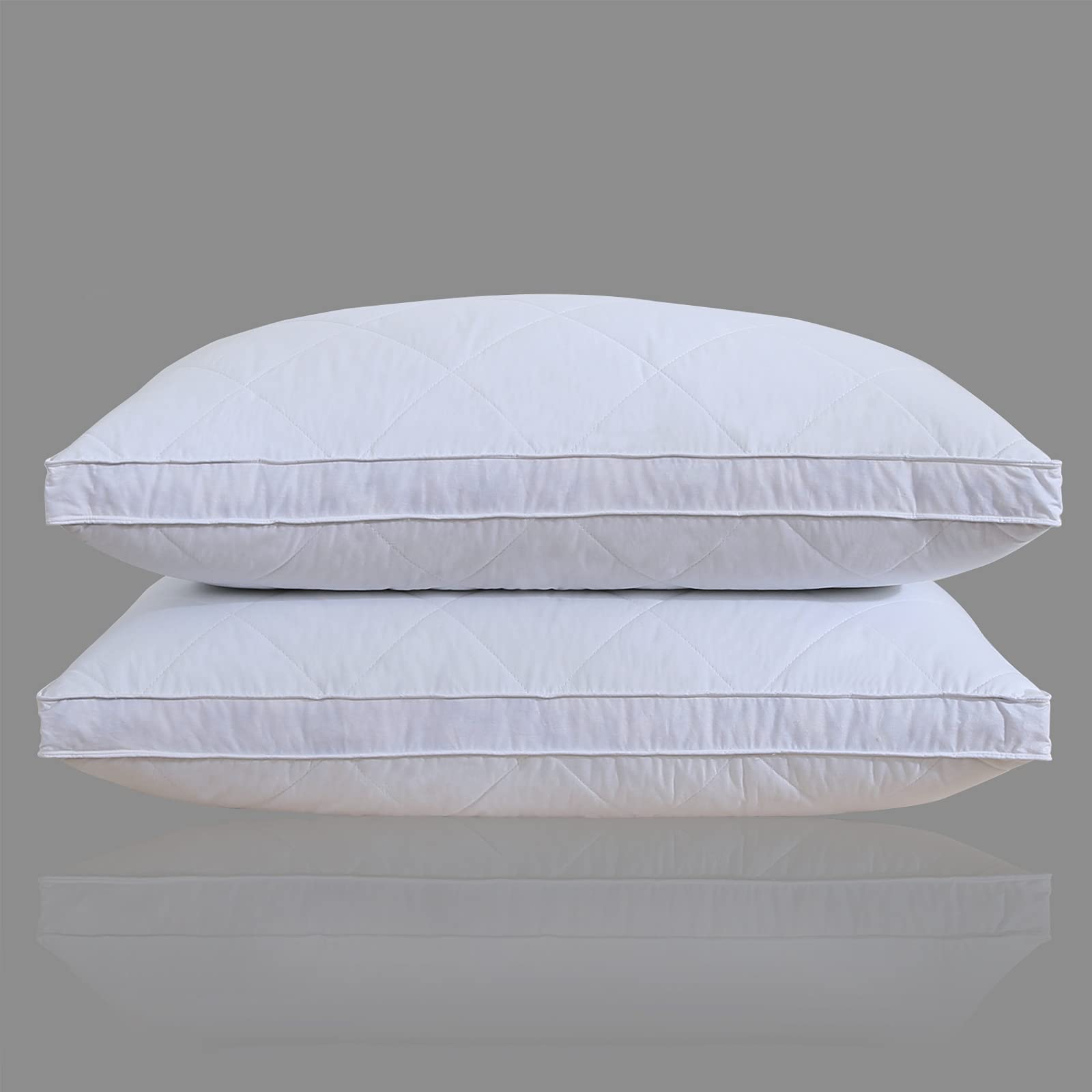 Three Geese Pack Of 2 White Goose Feather Bed Pillows King Size - Soft 600 Thread Count 100% Cotton, Medium Firm,Soft Support Su