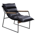 Acme Luberzo Top Grain Leather Upholstered Accent Chair in Distress Expresso