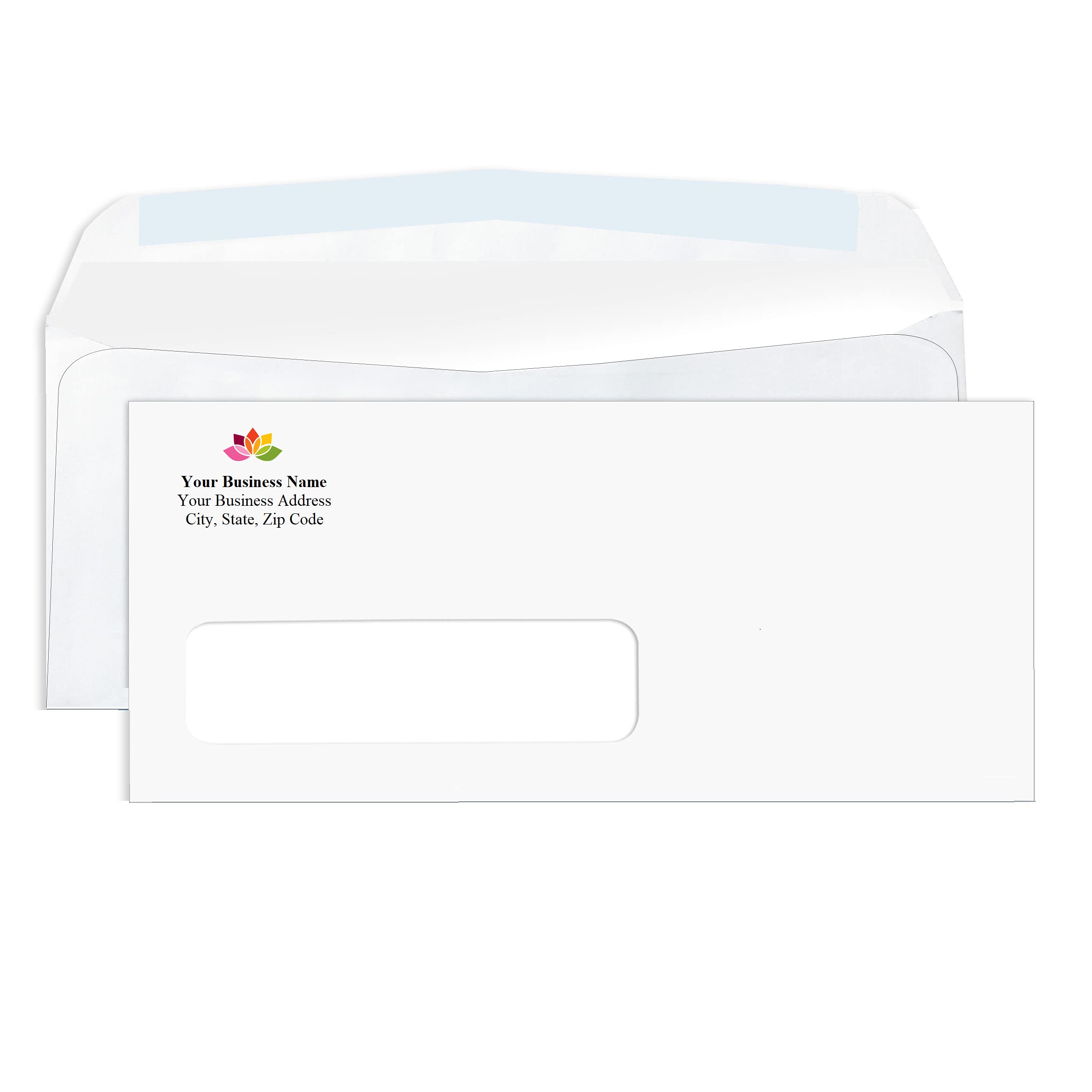Aimoh 100#10 Custom Printed Single Left Window Envelopes - Text And Logo Customization - Gummed Closure - Size 4-1/8X9-1/2 Inche