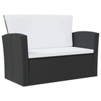 vidaXL 8 Piece Patio Sofa Set - Black Poly Rattan Sectional Lounge Furniture with Cushions & Glass Table