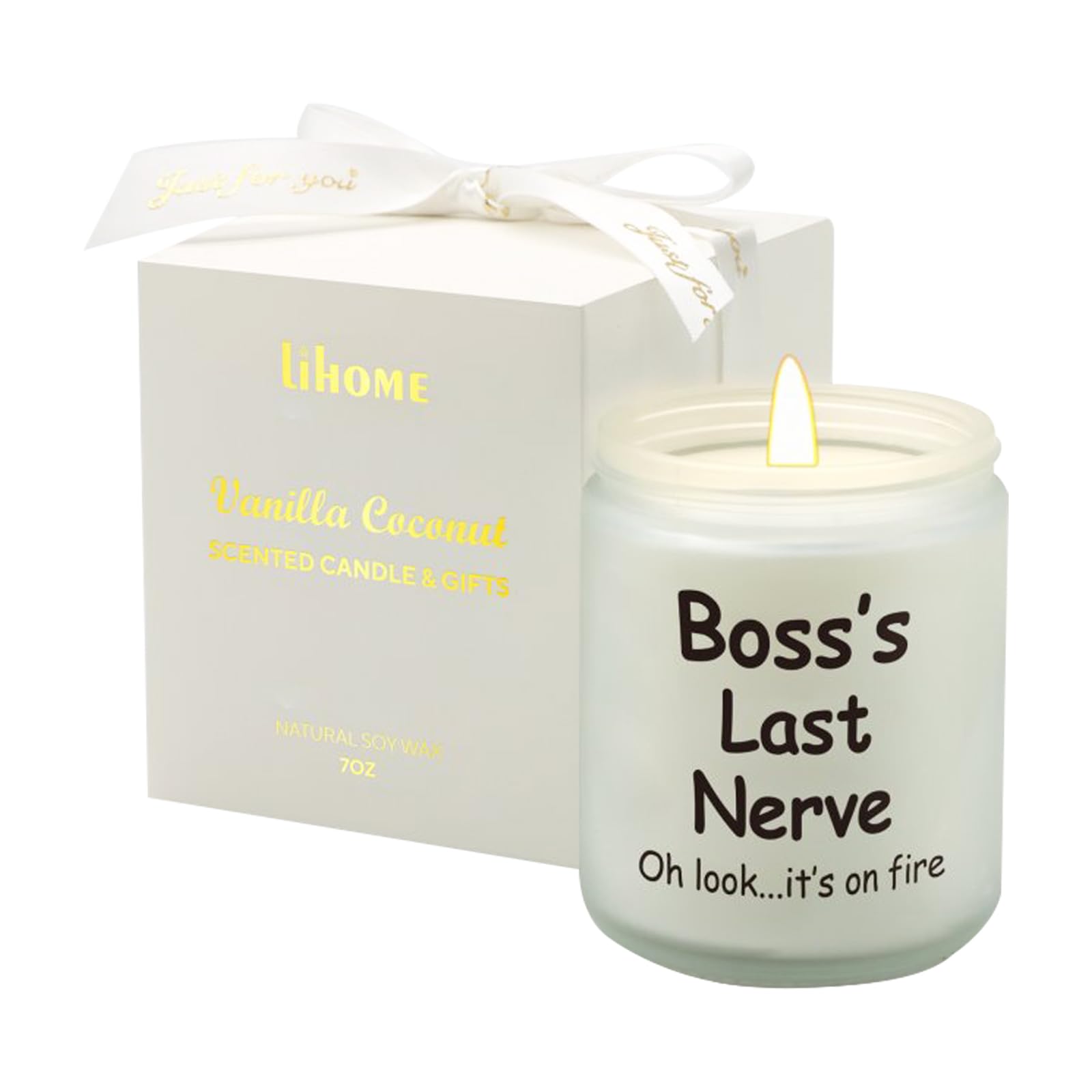 Lihome Boss Gifts for Women - Boss Day Gifts, Gifts for Boss, Natural Soy Wax Vanilla Coconut Candle(7oz)